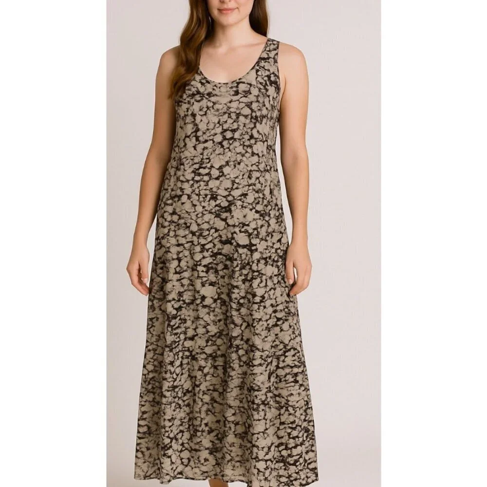 Willow & Clay maxi dress brown tan sleeveless tiered skirt SZ 10 lightweight